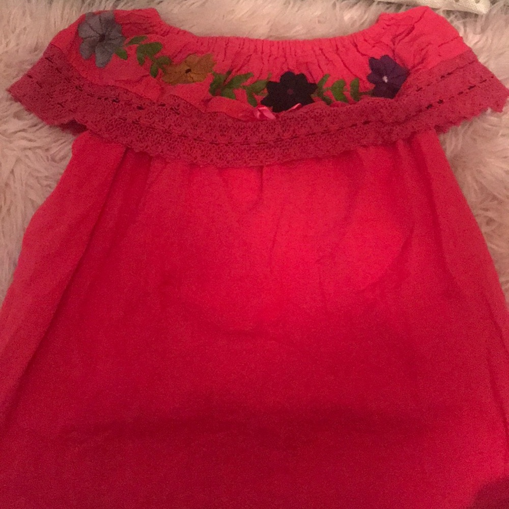 Off shoulder flowered shirt